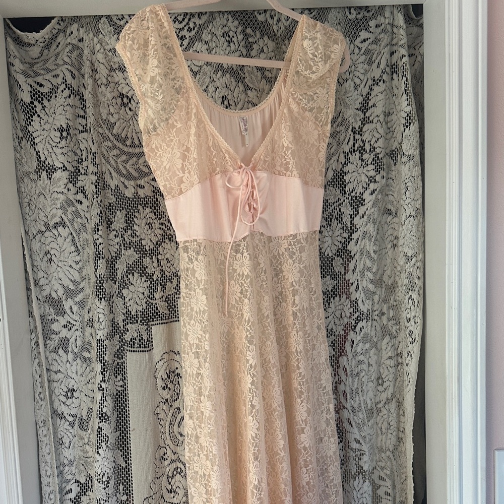 Free People Lace Midi Dress in Soft Beige - Picture 7 of 10